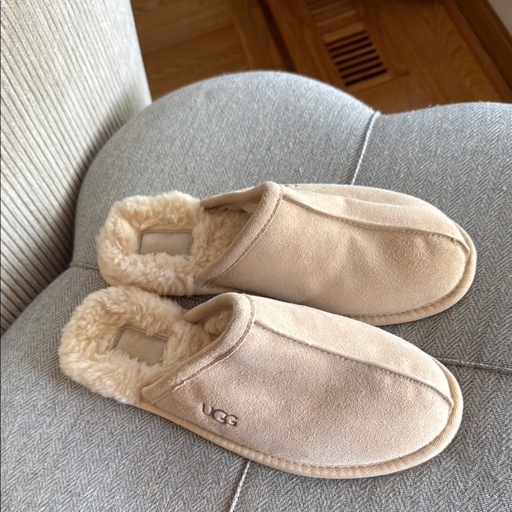 UGG Beige Shearling Slip-Ons